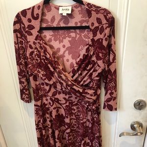 Leota Rose Print Sweetheart Dress Sz L